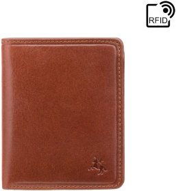 Светло-коричневое мужское портмоне из натуральной кожи под купюры и карты Visconti Xavi 69046