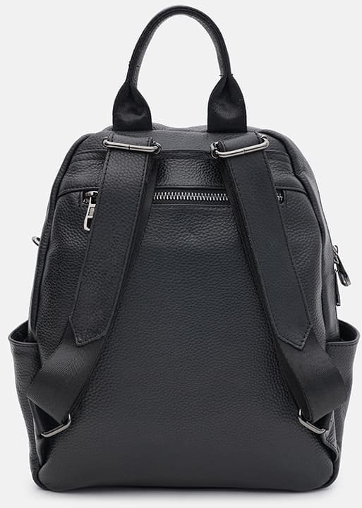 Женский стильный кожаный рюкзак-сумка черного цвета Ricco Grande (59146)