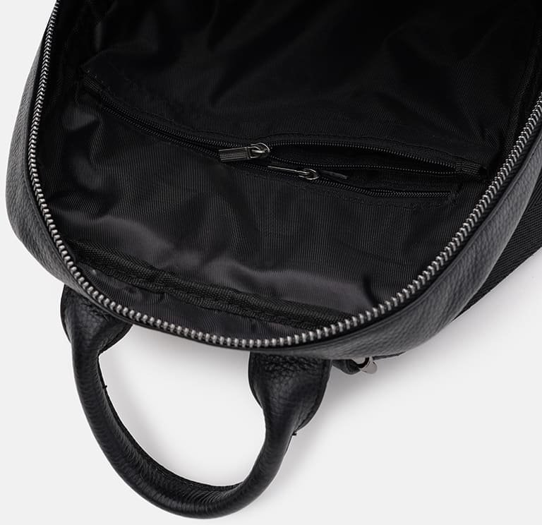 Стильний жіночий шкіряний рюкзак-сумка чорного кольору Ricco Grande (59146)