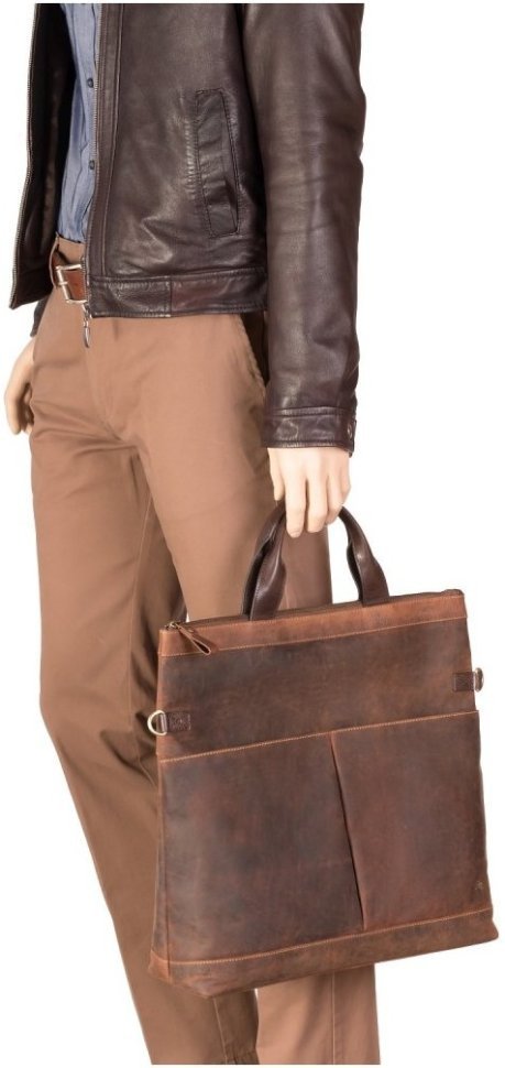 Мужская сумка под ноутбук и документы из винтажной кожи светло-коричневого цвета Visconti Axel 69146