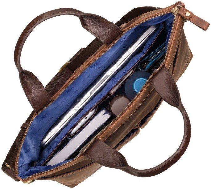 Чоловіча сумка під ноутбук та документи з вінтажної шкіри світло-коричневого кольору Visconti Axel 69146