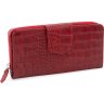 Великий червоний жіночий гаманець з натуральної шкіри з фактурою крокодила Tony Bellucci (10856) - 1