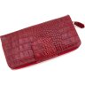 Великий червоний жіночий гаманець з натуральної шкіри з фактурою крокодила Tony Bellucci (10856) - 3
