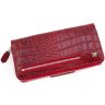 Великий червоний жіночий гаманець з натуральної шкіри з фактурою крокодила Tony Bellucci (10856) - 4