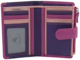 Фиолетово-розовый женский кошелек среднего размера из натуральной кожи с монетницей Visconti Berrry 69246