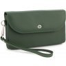 Шкіряний гаманець-клатч зеленого кольору з ремінцем на зап'ясті ST Leather (14032) - 1