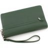 Шкіряний гаманець-клатч зеленого кольору з ремінцем на зап'ясті ST Leather (14032) - 4