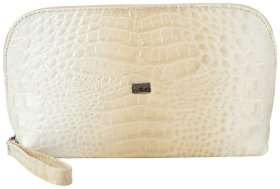 Бежевая женская косметичка из фактурной кожи под крокодила Desisan 79946