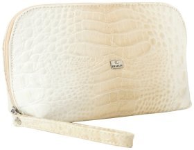 Бежевая женская косметичка из фактурной кожи под крокодила Desisan 79946