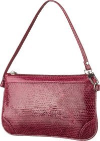 Бордовый клатч на молнии из натуральной кожи морской змеи SEA SNAKE LEATHER (024-18283)