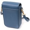 Синя вертикальна жіноча сумка з натуральної шкіри з плечовим ремінцем Vintage 2422310 - 2