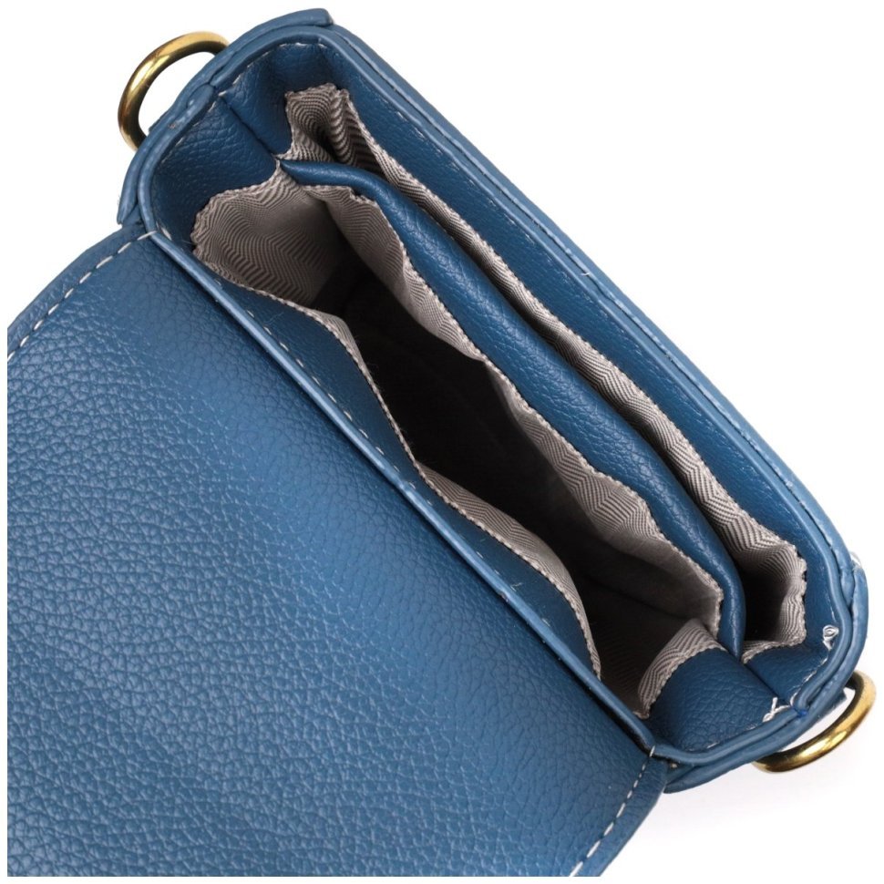 Синяя вертикальная женская сумка из натуральной кожи с плечевым ремешком Vintage 2422310