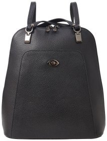 Жіноча сумка-рюкзак середнього розміру із фактурної шкіри чорного кольору Desisan 80647