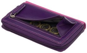 Розово-фиолетовый женский кошелек из натуральной кожи на молнии Visconti Aruba 70747
