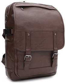 Великий чоловічий коричневий рюкзак зі шкірозамінника Monsen 71547