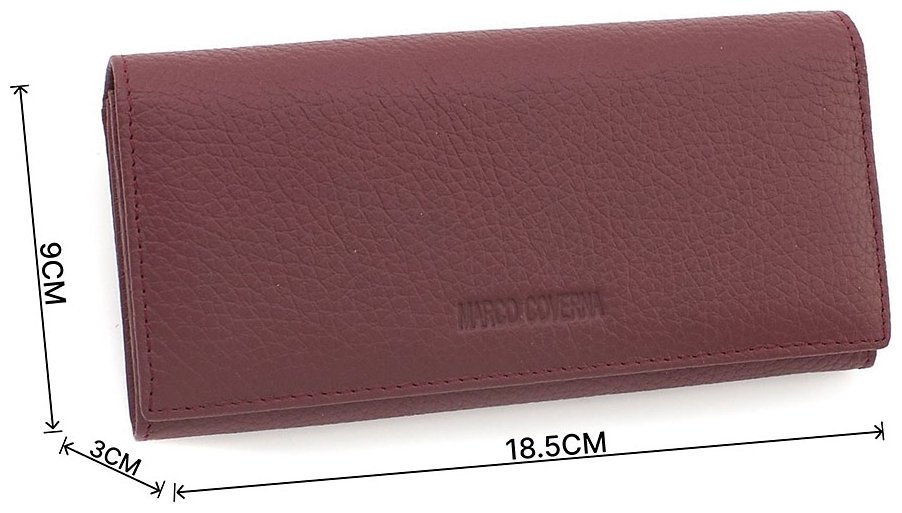 Бордовий жіночий гаманець з натуральної шкіри з крупно-вираженою фактурою Marco Coverna (17035) modnotak фото №3