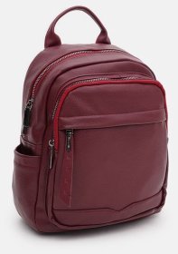 Бордовий жіночий рюкзак з екошкіри на блискавичній застібці Monsen 71847