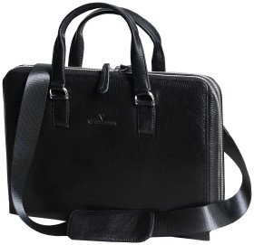 Сумка для ноутбука 13 дюймів чорного кольору в зернистій шкірі Vip Collection 102347