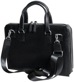 Сумка для ноутбука 13 дюймів чорного кольору в зернистій шкірі Vip Collection 102347