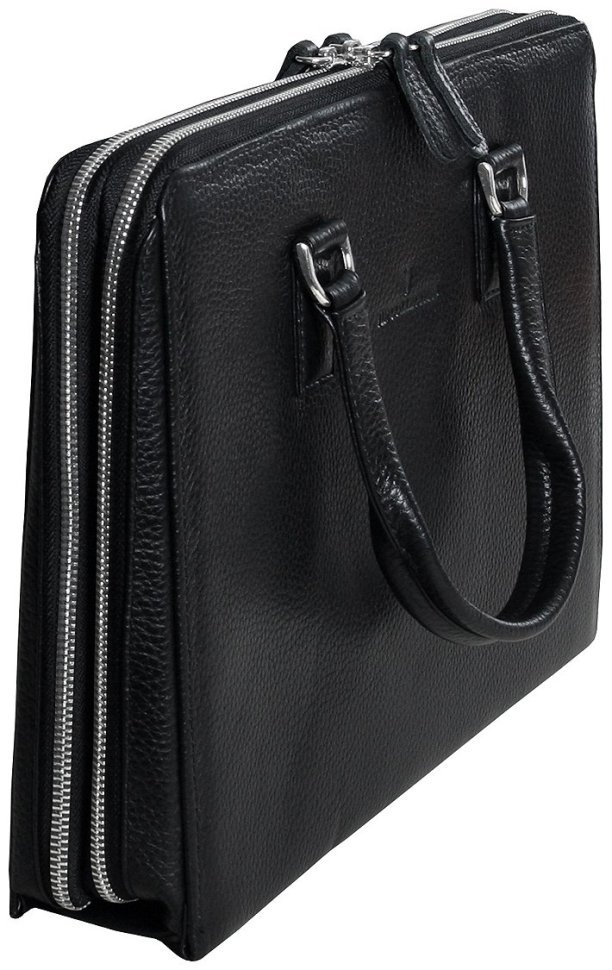 Сумка для ноутбука 13 дюймов черного цвета в зернистой коже Vip Collection 102347 modnotak фото №3