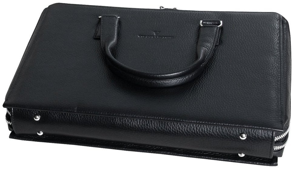 Сумка для ноутбука 13 дюймов черного цвета в зернистой коже Vip Collection 102347 modnotak фото №4