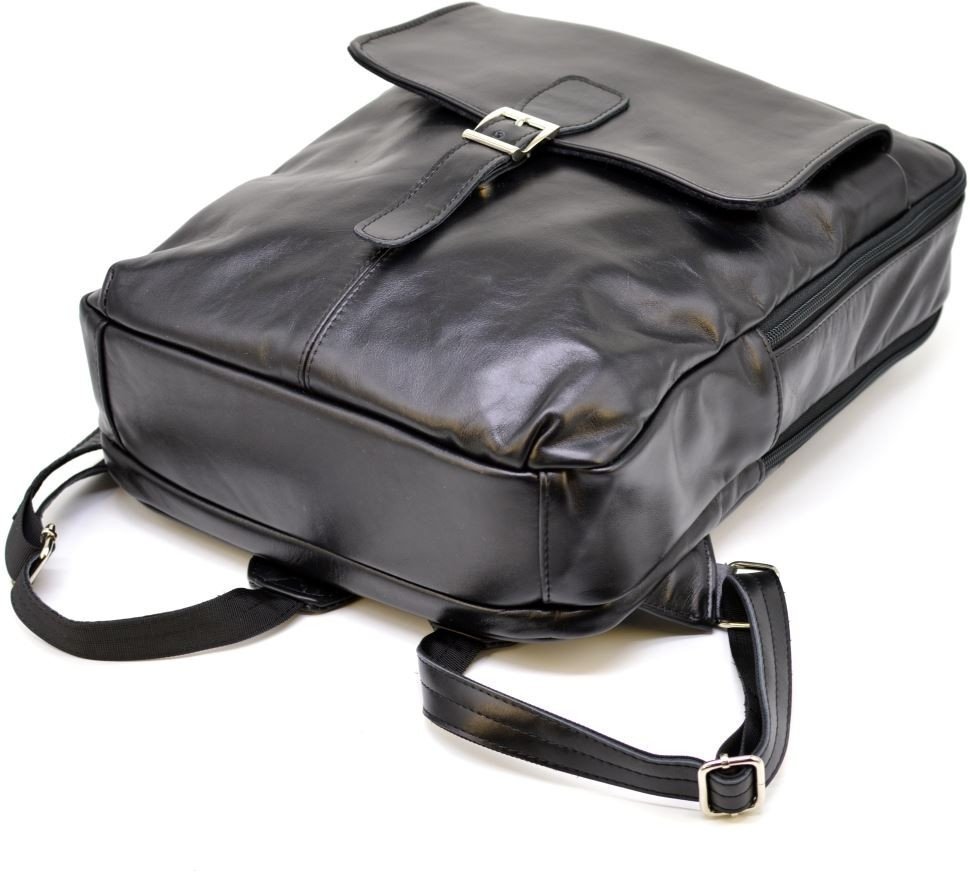 Чоловічий рюкзак великого розміру з натуральної шкіри чорного забарвлення TARWA (19928)