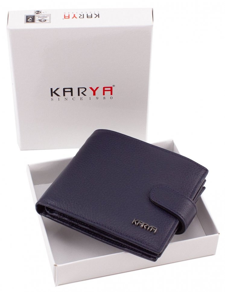 Кожаное портмоне синего цвета с монетницей KARYA (0965-44)