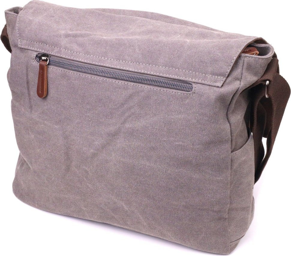 Сіра горизонтальна чоловіча сумка для ноутбука з текстилю Vintage (2421241)