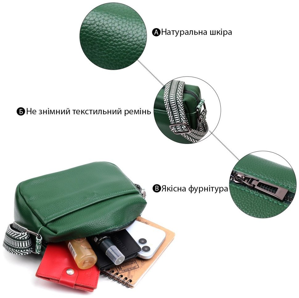 Женская сумка из натуральной кожи Vintage 22603 Зеленая modnotak фото №4