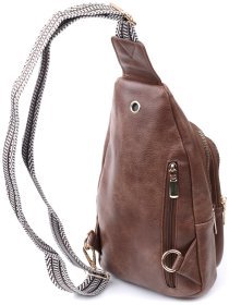Удобная слинг-сумка из кожзама Vintage 22747 Коричневый
