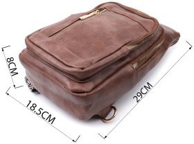 Удобная слинг-сумка из кожзама Vintage 22747 Коричневый