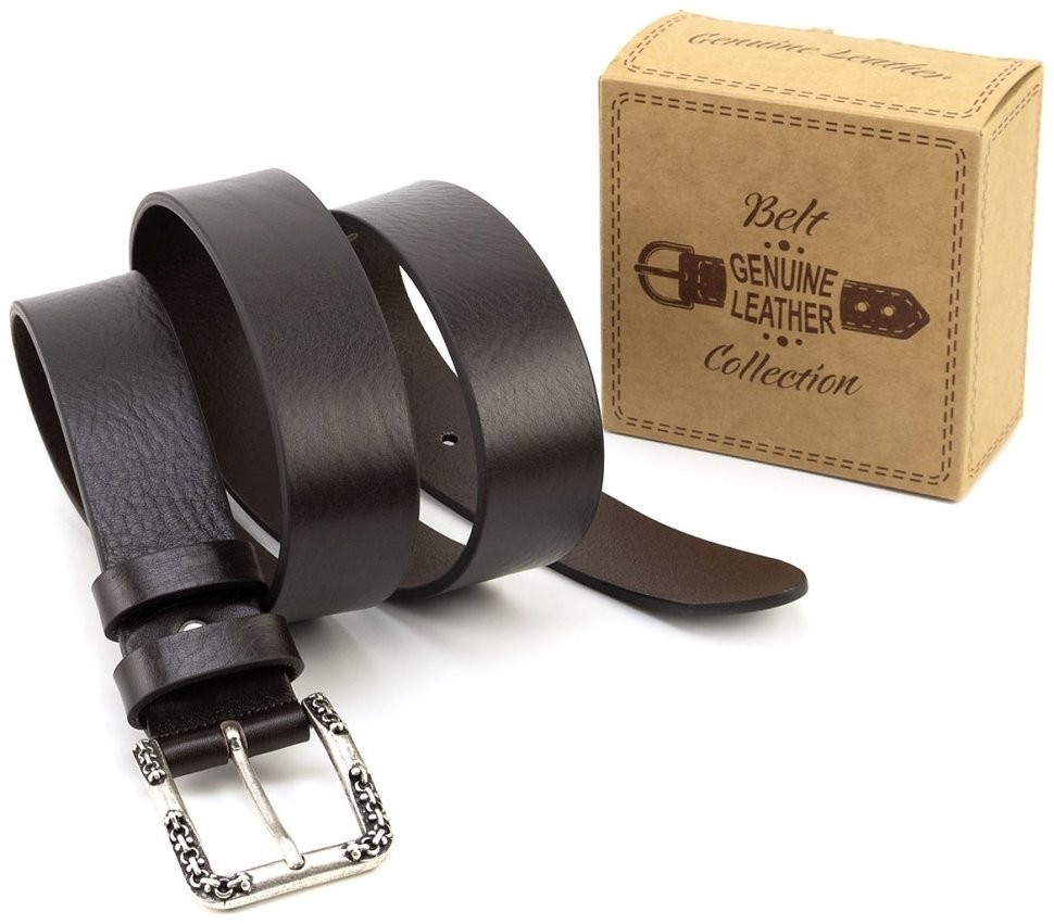 Шкіряний жіночий італійський ремінь з гарною пряжкою з орнаментом Gherardini 40800 темно-коричневий фото №6 Шкіряний жіночий італійський ремінь з гарною пряжкою з орнаментом Gherardini 40800 темно-коричневий modnotak фото №6