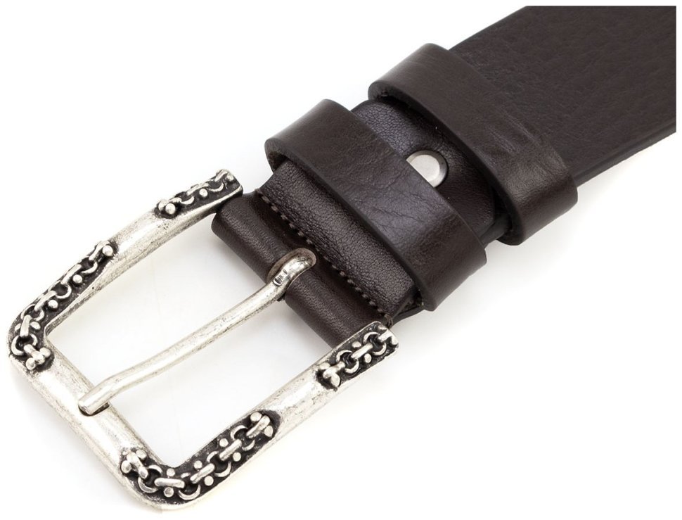 Шкіряний жіночий італійський ремінь з гарною пряжкою з орнаментом Gherardini 40800 темно-коричневий фото №2 Шкіряний жіночий італійський ремінь з гарною пряжкою з орнаментом Gherardini 40800 темно-коричневий modnotak фото №2