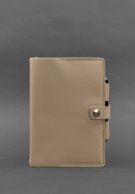 Кожаный блокнот (Софт-бук) светло-бежевого цвета с фиксацией на хлястик с кнопкой BlankNote (42847)