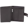 Чоловічий вертикальний гаманець середнього розміру із чорної шкіри Leather Collection (21534) - 2