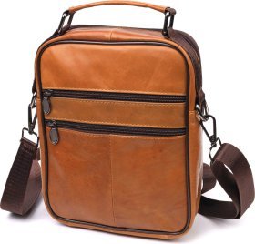 Руда чоловіча шкіряна сумка-барсетка з ручкою Vintage (2421273)