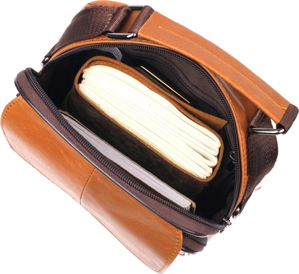 Руда чоловіча шкіряна сумка-барсетка з ручкою Vintage (2421273)