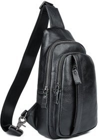 Сумка-рюкзак через плече з натуральної шкіри з вираженою фактурою Vintage (14974)