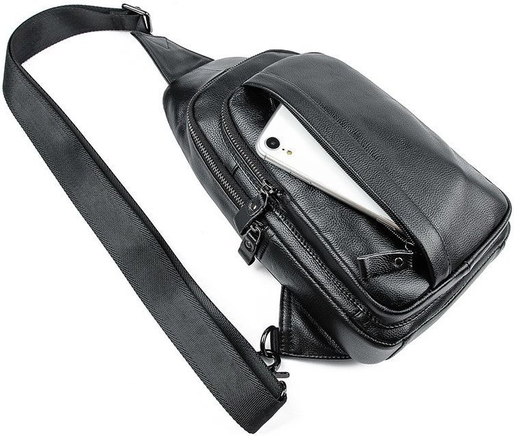 Сумка-рюкзак через плечо из натуральной кожи с выраженной фактурой Vintage (14974)