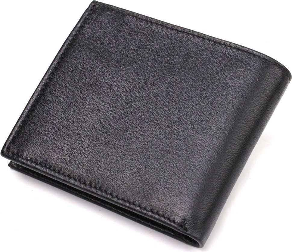 Невеликий чоловічий портмоне з натуральної шкіри чорного кольору CANPELLINI (2421783)