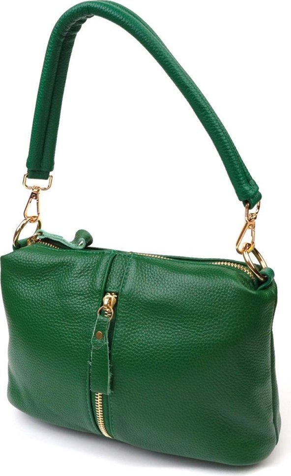 Жіноча сумка зеленого кольору з натуральної шкіри через плече Vintage (2422097)