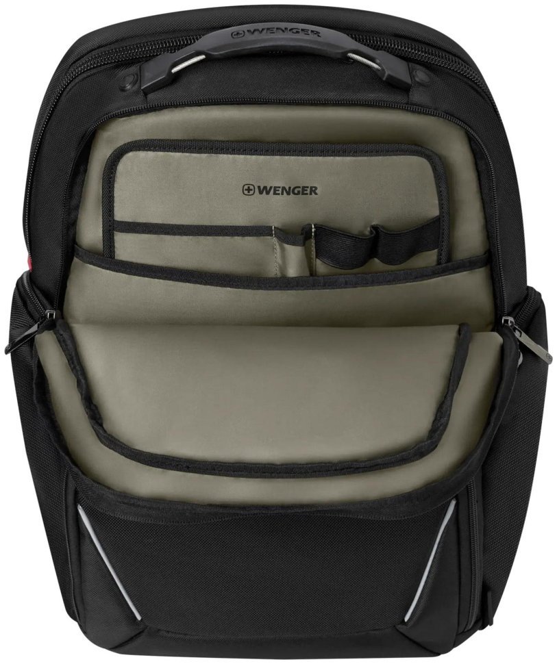 Вместительный мужской рюкзак для ноутбука из качественного полиэстера Wenger New Icons Meteor 17" черного цвета 103647 modnotak фото №9