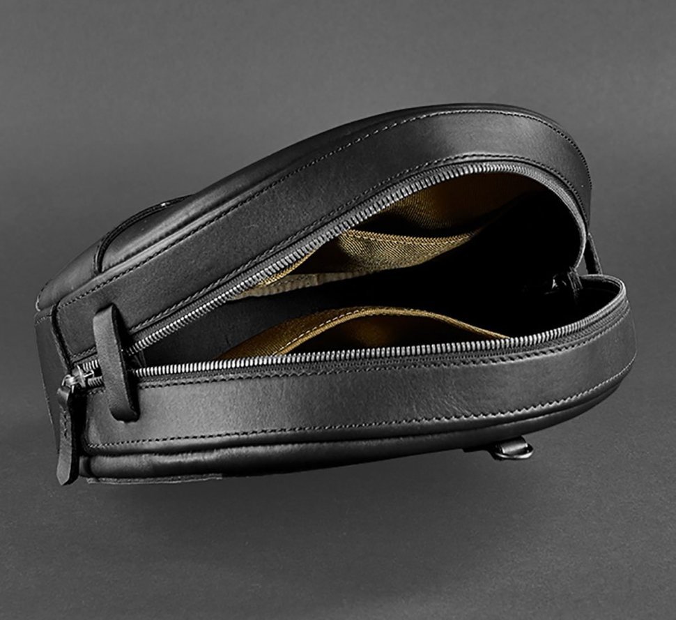 Кругла сумка-рюкзак з натуральної шкіри чорного кольору BlankNote Maxi (12728)