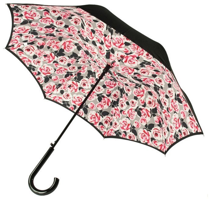 Зонт-трость женский Fulton Bloomsbury-2 L754 Painted Roses (полуавтомат, черный с принтом роз) 93847 modnotak фото №1