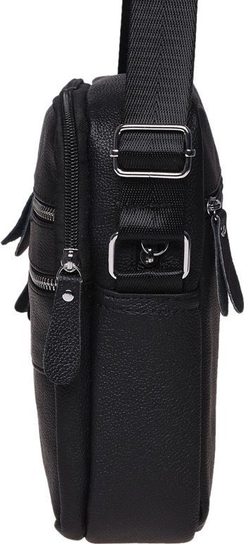 Класична чоловіча сумка-планшет чорного кольору на дві змійки Borsa Leather (21907)