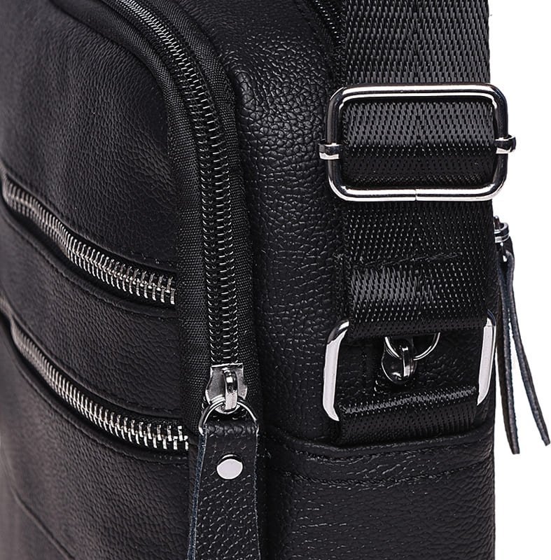 Классическая мужская сумка-планшет черного цвета на две змейки Borsa Leather (21907)