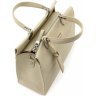 Жіноча сумка середнього розміру з натуральної шкіри світло-бежевого кольору KARYA (15945) - 5