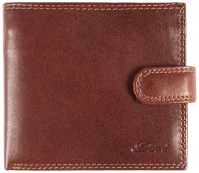 Мужское кожаное портмоне на кнопке с монетницей коричневого цвета Ashwood VT 94047