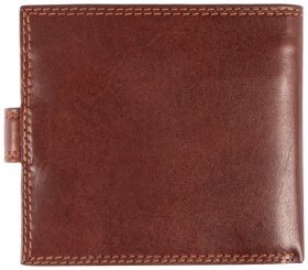 Мужское кожаное портмоне на кнопке с монетницей коричневого цвета Ashwood VT 94047