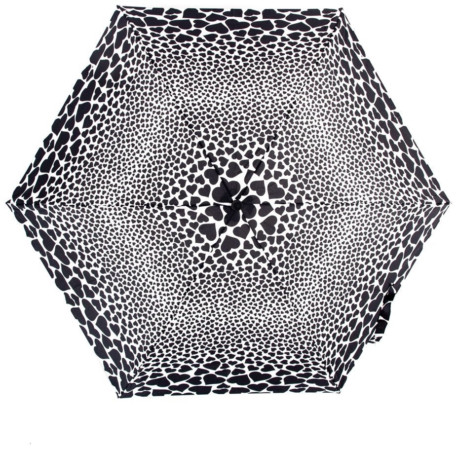 Зонт женский Fulton L926 Curio-2 UV Falling Hearts (Складной, механика, черно-белый с принтом сердец) 94147 modnotak фото №3